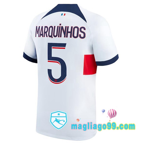 Magliago - Passione Maglie Thai Affidabili Basso Costo Online Shop | Maglia Paris PSG (Marquinhos 5) Seconda Bianco 2023/2024
