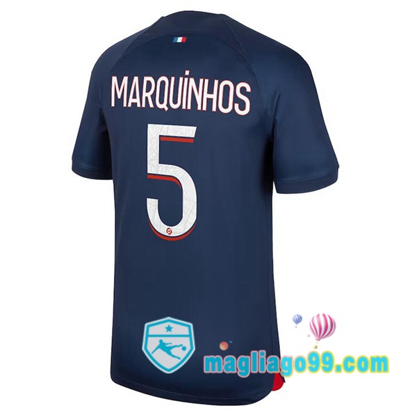 Magliago - Passione Maglie Thai Affidabili Basso Costo Online Shop | Maglia Paris PSG (Marquinhos 5) Prima Blu Royal 2023/2024