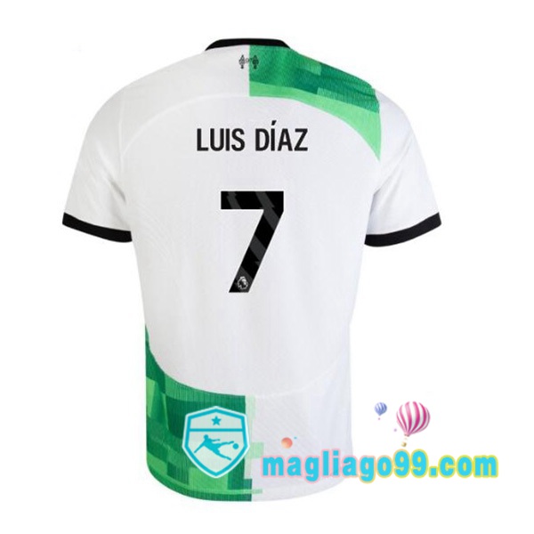 Magliago - Passione Maglie Thai Affidabili Basso Costo Online Shop | Maglia FC Liverpool (LUIS DÍAZ 7) Seconda Bianco Verde 2023/2024