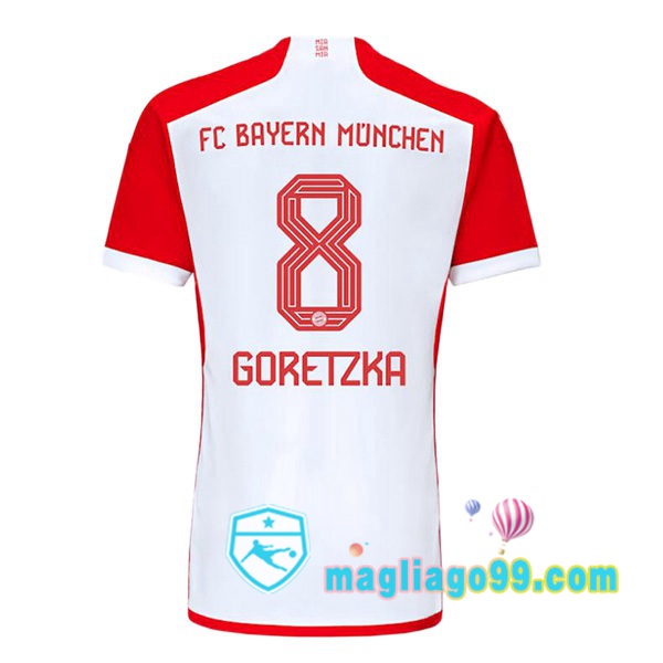 Magliago - Passione Maglie Thai Affidabili Basso Costo Online Shop | Maglia Bayern Monaco (Goretzka 8) Prima Bianco Rosso 2023/2024