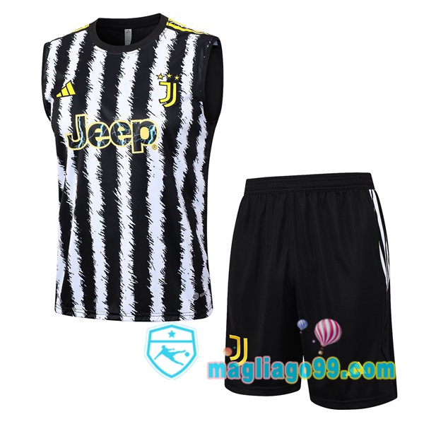 Magliago - Passione Maglie Thai Affidabili Basso Costo Online Shop | Gilet Calcio Juventus + Shorts Nero Bianco 2023/2024