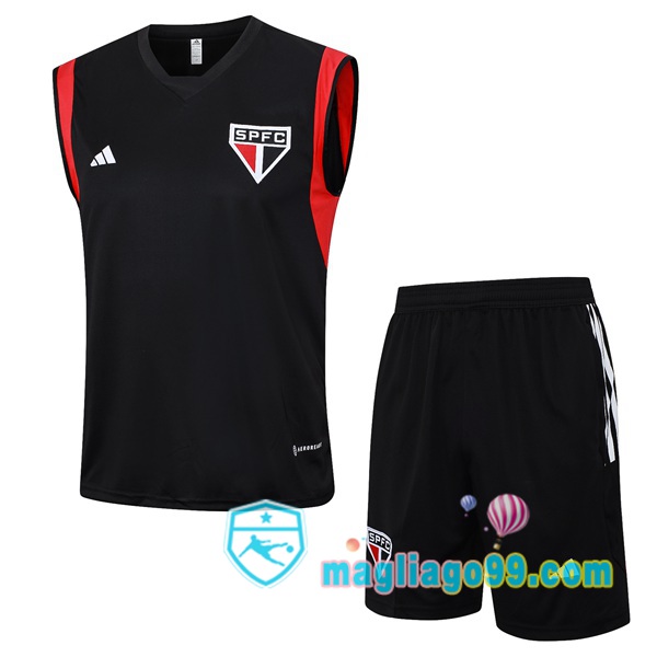 Magliago - Passione Maglie Thai Affidabili Basso Costo Online Shop | Gilet Calcio Sao Paulo FC + Shorts Nero 2023/2024