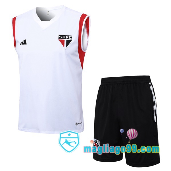 Magliago - Passione Maglie Thai Affidabili Basso Costo Online Shop | Gilet Calcio Sao Paulo FC + Shorts Bianco 2023/2024