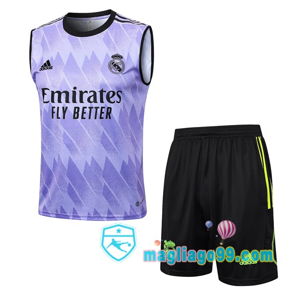 Magliago - Passione Maglie Thai Affidabili Basso Costo Online Shop | Gilet Calcio Real Madrid + Shorts Porpora 2023/2024