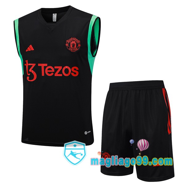 Magliago - Passione Maglie Thai Affidabili Basso Costo Online Shop | Gilet Calcio Manchester United + Shorts Nero 2023/2024