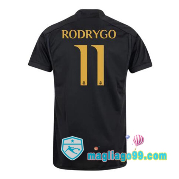 Magliago - Passione Maglie Thai Affidabili Basso Costo Online Shop | Maglia Real Madrid (Rodrygo 11) Terza Nero 2023/2024