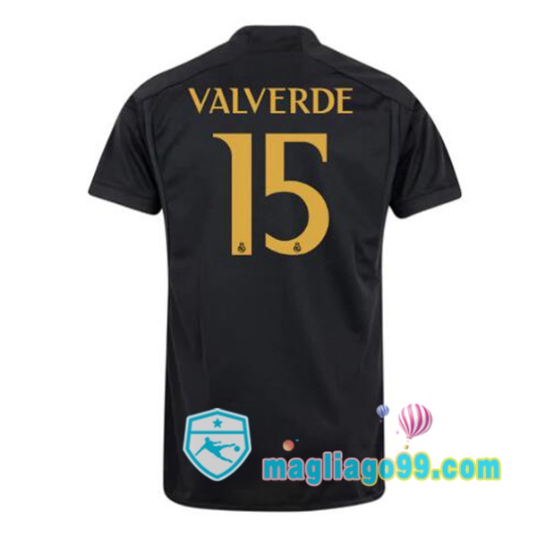 Magliago - Passione Maglie Thai Affidabili Basso Costo Online Shop | Maglia Real Madrid (Valverde 15) Terza Nero 2023/2024