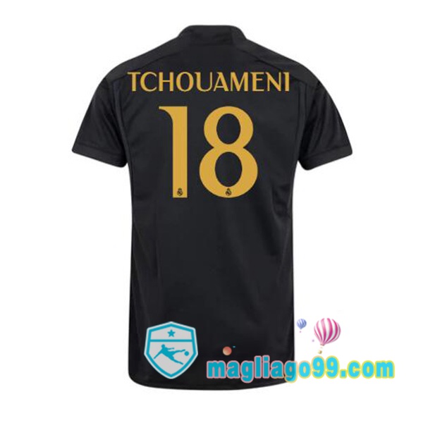 Magliago - Passione Maglie Thai Affidabili Basso Costo Online Shop | Maglia Real Madrid (Tchouameni 18) Terza Nero 2023/2024