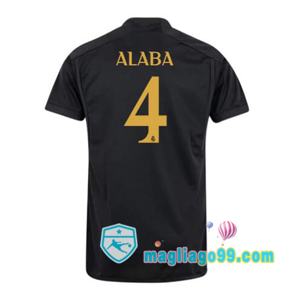 Magliago - Passione Maglie Thai Affidabili Basso Costo Online Shop | Maglia Real Madrid (Alaba 4) Terza Nero 2023/2024