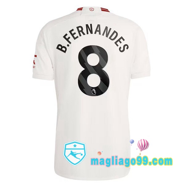 Magliago - Passione Maglie Thai Affidabili Basso Costo Online Shop | Maglia Manchester United (B.Fernandes 8) Terza Bianco 2023/2024