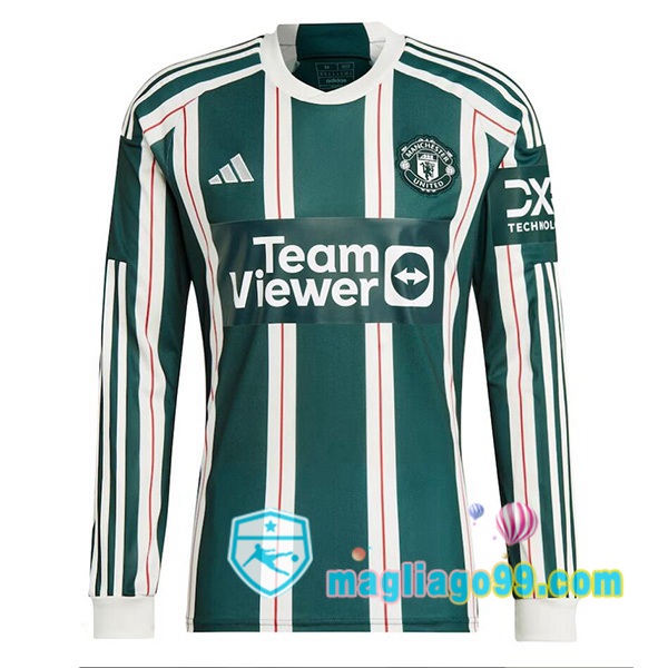 Magliago - Passione Maglie Thai Affidabili Basso Costo Online Shop | Maglia Manchester United Seconda Maniche Lunghe Verde 2023/2024