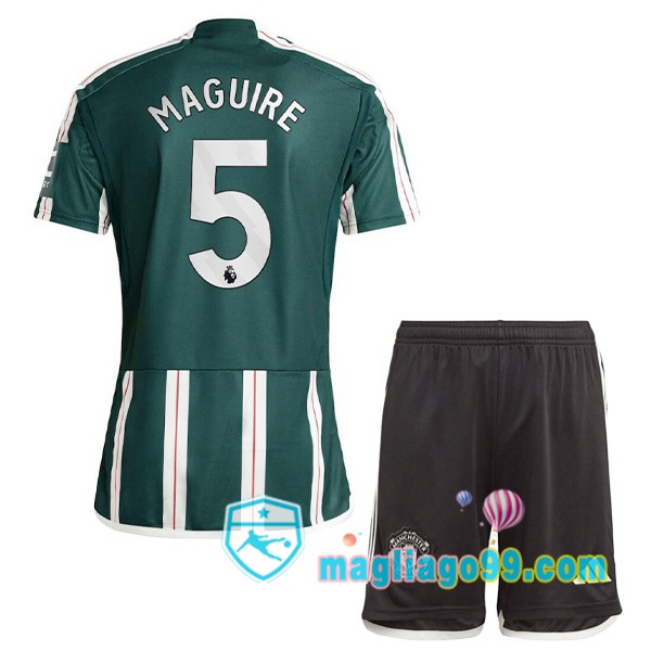 Maglia Manchester United (Maguire 5) Bambino Seconda Verde 2023/2024