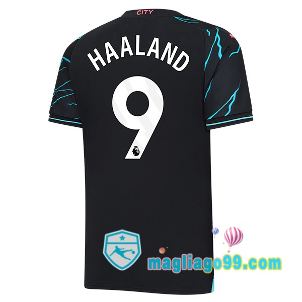 Magliago - Passione Maglie Thai Affidabili Basso Costo Online Shop | Maglia Manchester City (Erling Haaland 9) Terza Blu Nero 2023/2024
