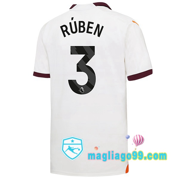 Magliago - Passione Maglie Thai Affidabili Basso Costo Online Shop | Maglia Manchester City (Ruben Dias 3) Seconda Bianco 2023/2024