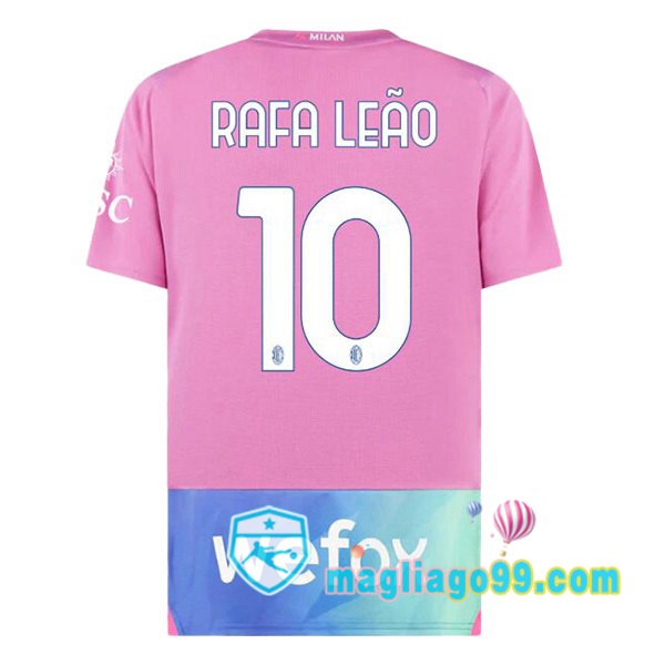 Magliago - Passione Maglie Thai Affidabili Basso Costo Online Shop | Maglia AC Milan (Rafa Leão 10) Terza Rosa 2023/2024