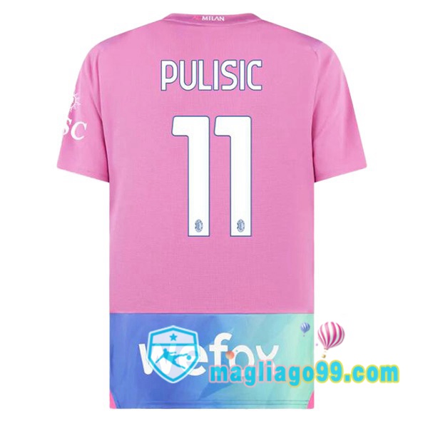 Magliago - Passione Maglie Thai Affidabili Basso Costo Online Shop | Maglia AC Milan (Pulisic 11) Terza Rosa 2023/2024