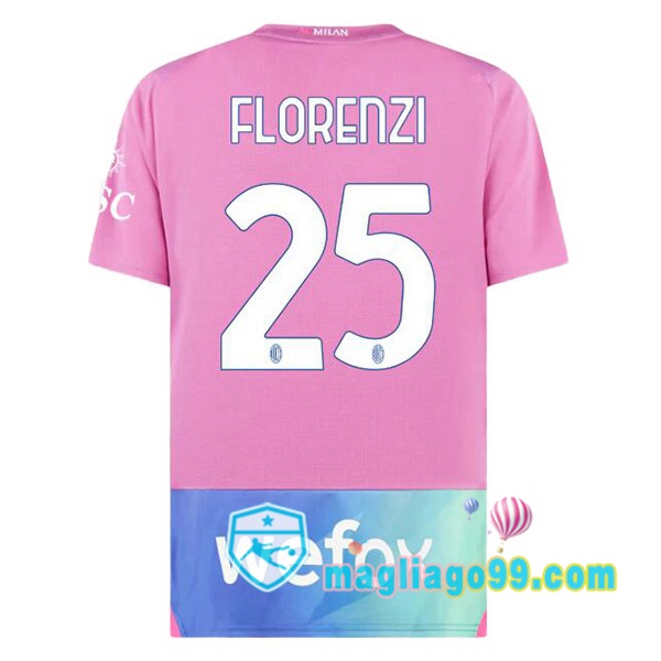 Magliago - Passione Maglie Thai Affidabili Basso Costo Online Shop | Maglia AC Milan (Florenzi 25) Terza Rosa 2023/2024