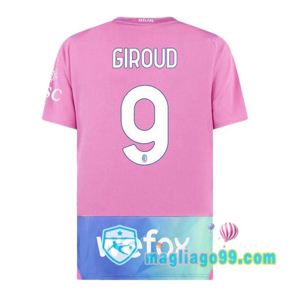 Magliago - Passione Maglie Thai Affidabili Basso Costo Online Shop | Maglia AC Milan (Giroud 9) Terza Rosa 2023/2024