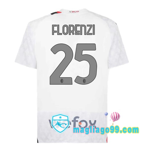 Magliago - Passione Maglie Thai Affidabili Basso Costo Online Shop | Maglia AC Milan (Florenzi 25) Seconda Bianco 2023/2024