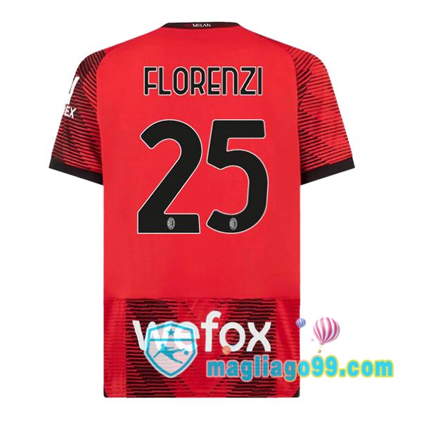 Magliago - Passione Maglie Thai Affidabili Basso Costo Online Shop | Maglia AC Milan (Florenzi 25) Prima Rosso 2023/2024