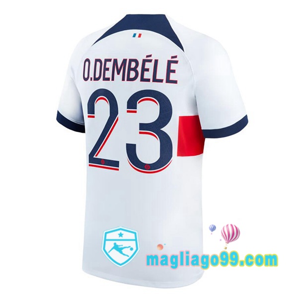 Magliago - Passione Maglie Thai Affidabili Basso Costo Online Shop | Maglia Paris PSG (O.Dembélé 23) Seconda Bianco 2023/2024