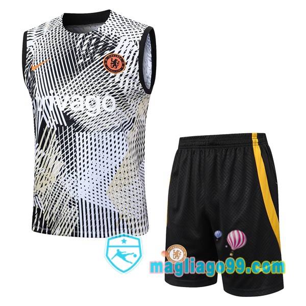 Magliago - Passione Maglie Thai Affidabili Basso Costo Online Shop | Gilet Calcio FC Chelsea + Shorts Nero Bianco 2023/2024