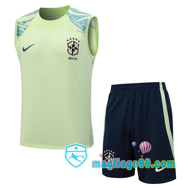 Magliago - Passione Maglie Thai Affidabili Basso Costo Online Shop | Gilet Calcio Brasile + Shorts Blu Verde 2023/2024