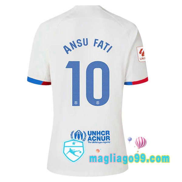 Magliago - Passione Maglie Thai Affidabili Basso Costo Online Shop | Maglia FC Barcellona (ANSU FATI 10) Seconda Bianco 2023/2024