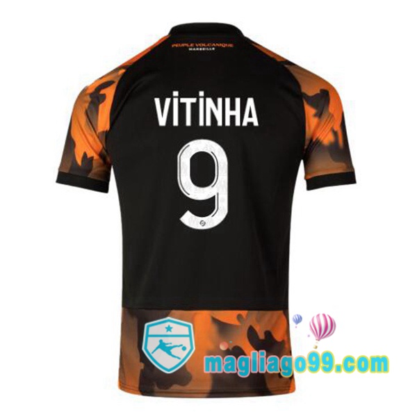 Magliago - Passione Maglie Thai Affidabili Basso Costo Online Shop | Maglia Marsiglia OM (VITINHA 9) Terza Nero Giallo 2023/2024