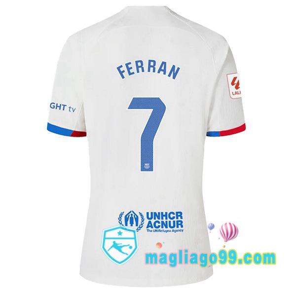Magliago - Passione Maglie Thai Affidabili Basso Costo Online Shop | Maglia FC Barcellona (FERRAN 7) Seconda Bianco 2023/2024