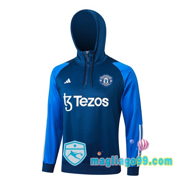 Magliago - Passione Maglie Thai Affidabili Basso Costo Online Shop | Felpa con cappuccio Manchester United Blu 2024/2025
