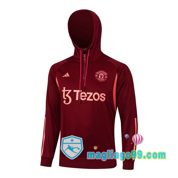 Magliago - Passione Maglie Thai Affidabili Basso Costo Online Shop | Felpa con cappuccio Manchester United Rosso 2024/2025