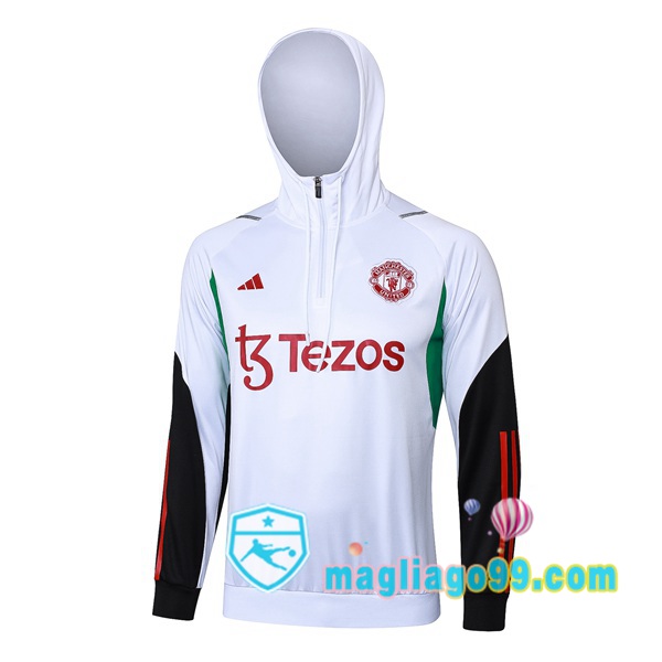 Magliago - Passione Maglie Thai Affidabili Basso Costo Online Shop | Felpa con cappuccio Manchester United Bianco 2024/2025