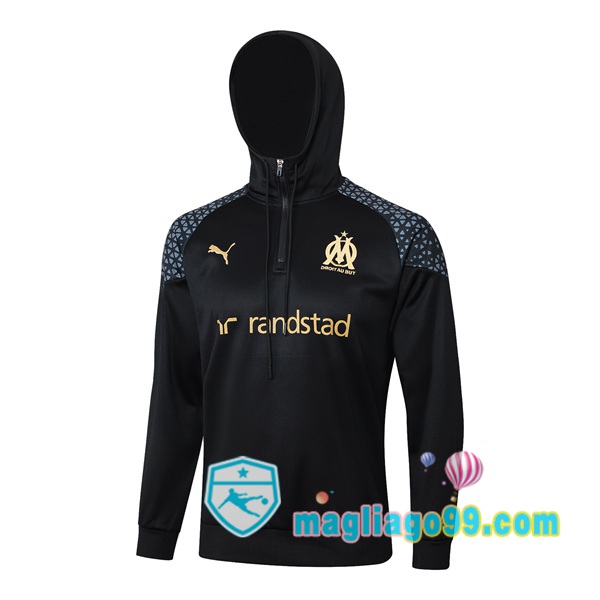 Magliago - Passione Maglie Thai Affidabili Basso Costo Online Shop | Felpa con cappuccio Marsiglia OM Nero 2024/2025