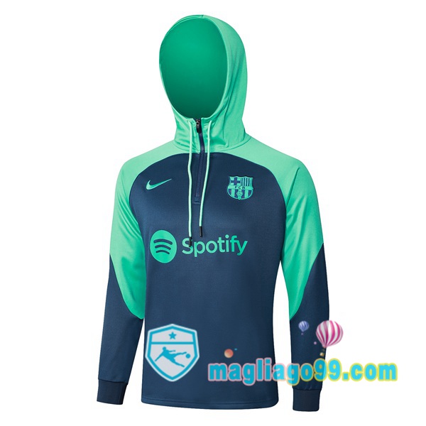 Magliago - Passione Maglie Thai Affidabili Basso Costo Online Shop | Felpa con cappuccio FC Barcellona Verde Blu 2024/2025