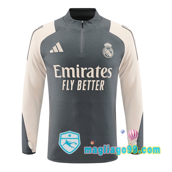 Magliago - Passione Maglie Thai Affidabili Basso Costo Online Shop | Felpa Calcio Real Madrid Grigio 2024/2025