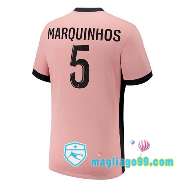 Magliago - Passione Maglie Thai Affidabili Basso Costo Online Shop | Maglia Paris PSG (Marquinhos 5) Terza Rosa 2024/2025