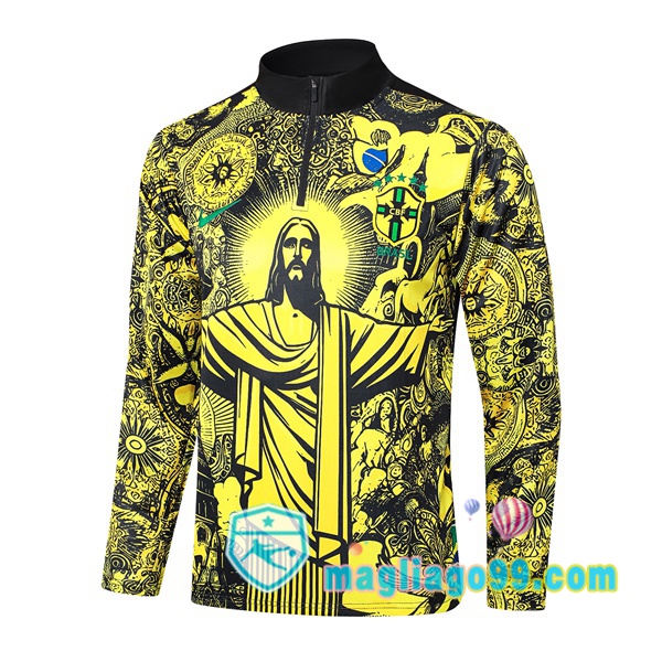 Magliago - Passione Maglie Thai Affidabili Basso Costo Online Shop | Felpa Calcio Brasile Giallo Nero 2024/2025