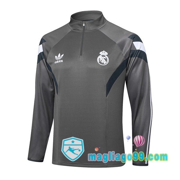 Magliago - Passione Maglie Thai Affidabili Basso Costo Online Shop | Felpa Calcio Real Madrid Grigio 2024/2025
