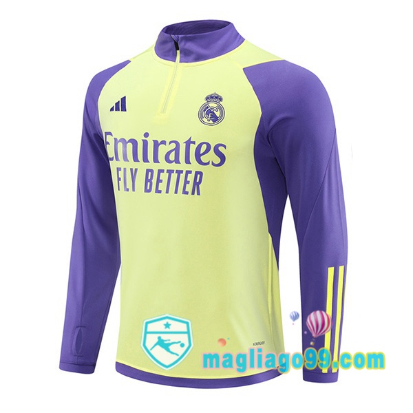 Magliago - Passione Maglie Thai Affidabili Basso Costo Online Shop | Felpa Calcio Real Madrid Giallo Porpora 2024/2025