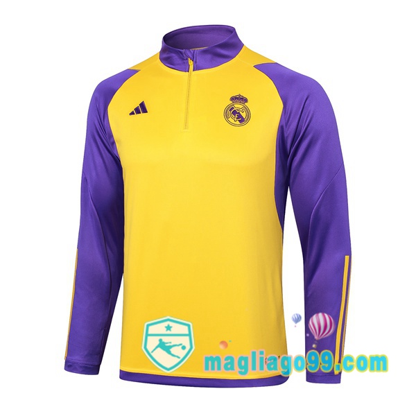 Magliago - Passione Maglie Thai Affidabili Basso Costo Online Shop | Felpa Calcio Real Madrid Giallo Porpora 2024/2025