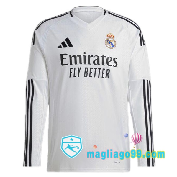 Magliago - Passione Maglie Thai Affidabili Basso Costo Online Shop | Maglia Real Madrid Prima Maniche Lunghe Bianco 2024/2025