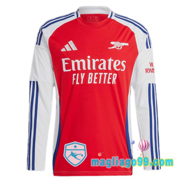Magliago - Passione Maglie Thai Affidabili Basso Costo Online Shop | Maglia Arsenal Prima Maniche Lunghe Rosso Bianco 2024/2025