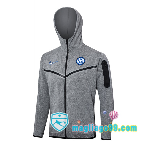 Magliago - Passione Maglie Thai Affidabili Basso Costo Online Shop | Felpa con cappuccio Inter Milan Grigio 2024/2025