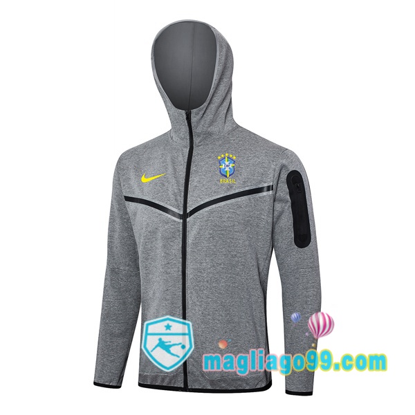 Magliago - Passione Maglie Thai Affidabili Basso Costo Online Shop | Felpa con cappuccio Brasile Grigio 2024/2025