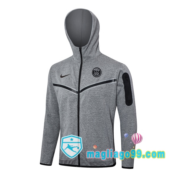 Magliago - Passione Maglie Thai Affidabili Basso Costo Online Shop | Felpa con cappuccio Paris PSG Grigio 2024/2025