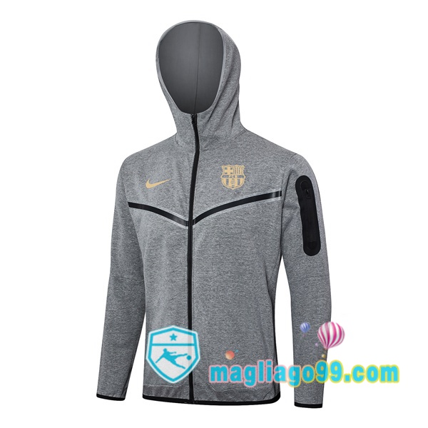Magliago - Passione Maglie Thai Affidabili Basso Costo Online Shop | Felpa con cappuccio FC Barcellona Grigio 2024/2025