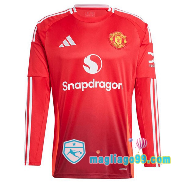Magliago - Passione Maglie Thai Affidabili Basso Costo Online Shop | Maglia Manchester United Prima Maniche Lunghe Rosso 2024/2025
