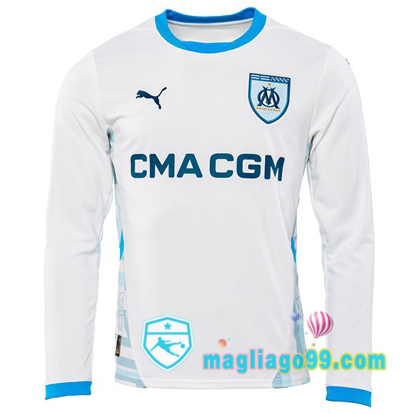 Magliago - Passione Maglie Thai Affidabili Basso Costo Online Shop | Maglia Marsiglia OM Prima Maniche Lunghe Bianco 2024/2025