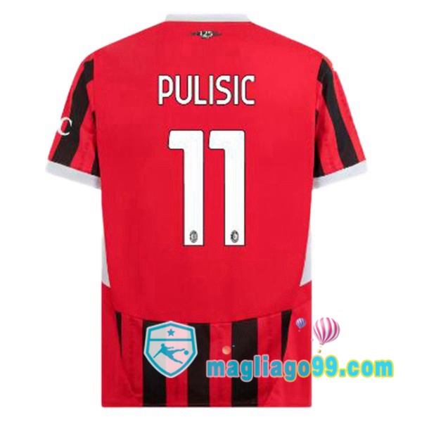 Magliago - Passione Maglie Thai Affidabili Basso Costo Online Shop | Maglia AC Milan (Pulisic 11) Prima Rosso Nero 2024/2025